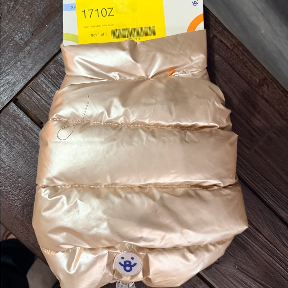Beautiful Gold Puffer Dog Jacket XS
